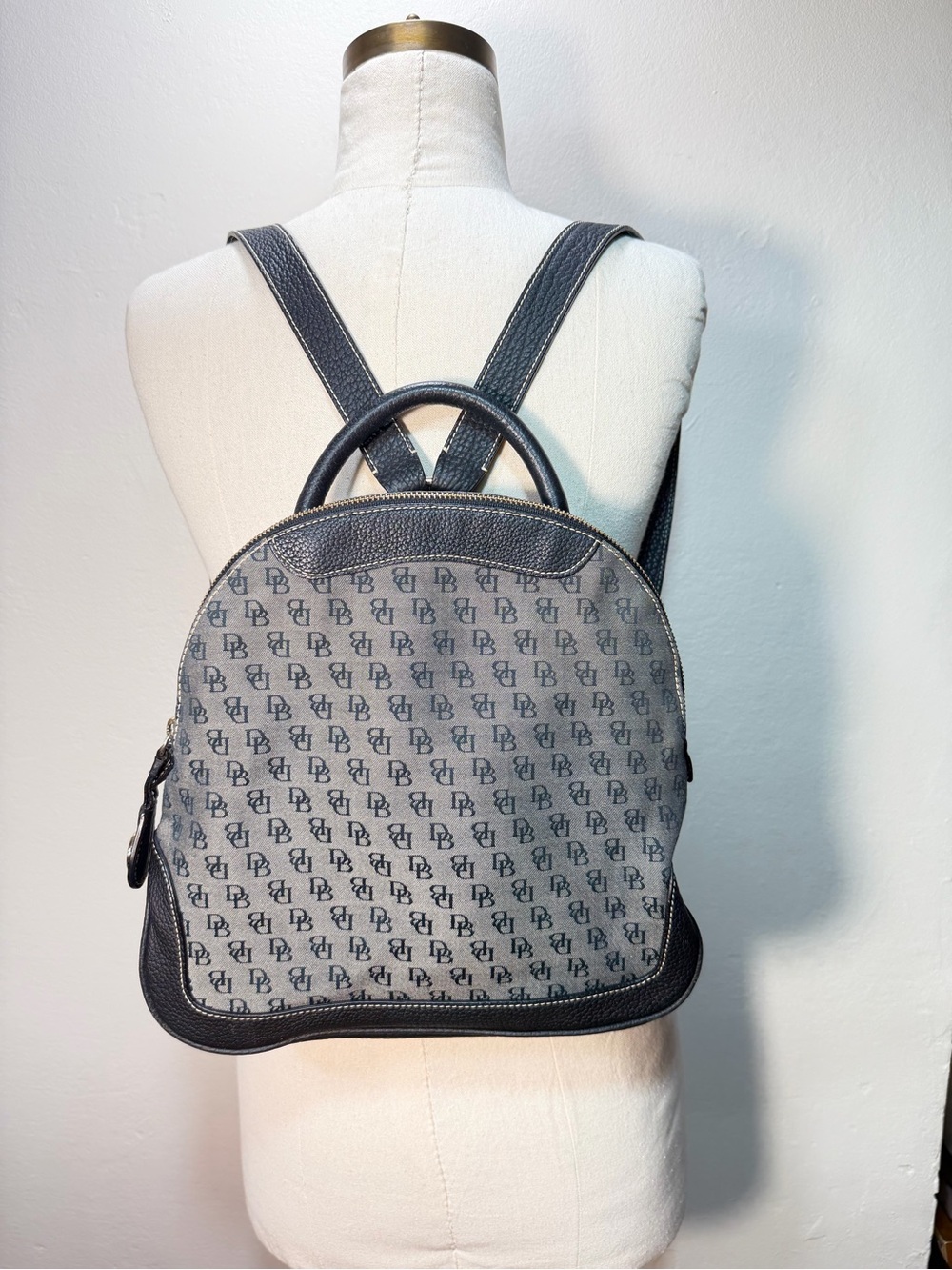 Dooney & Bourke Gray Monogram Backpack with Black Trim H087